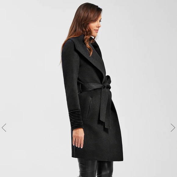 SENTALER MID LENGTH SHAWL COLLAR WRAP COAT - Picture 3 of 6